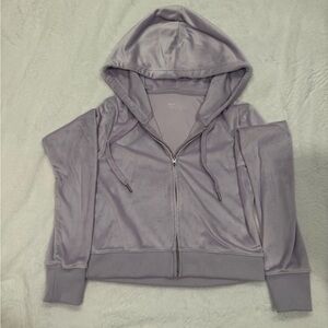 Lavender Velvet Zip-Up Hoodie